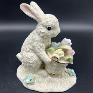 Lenox Rabbit with Basket Figurine